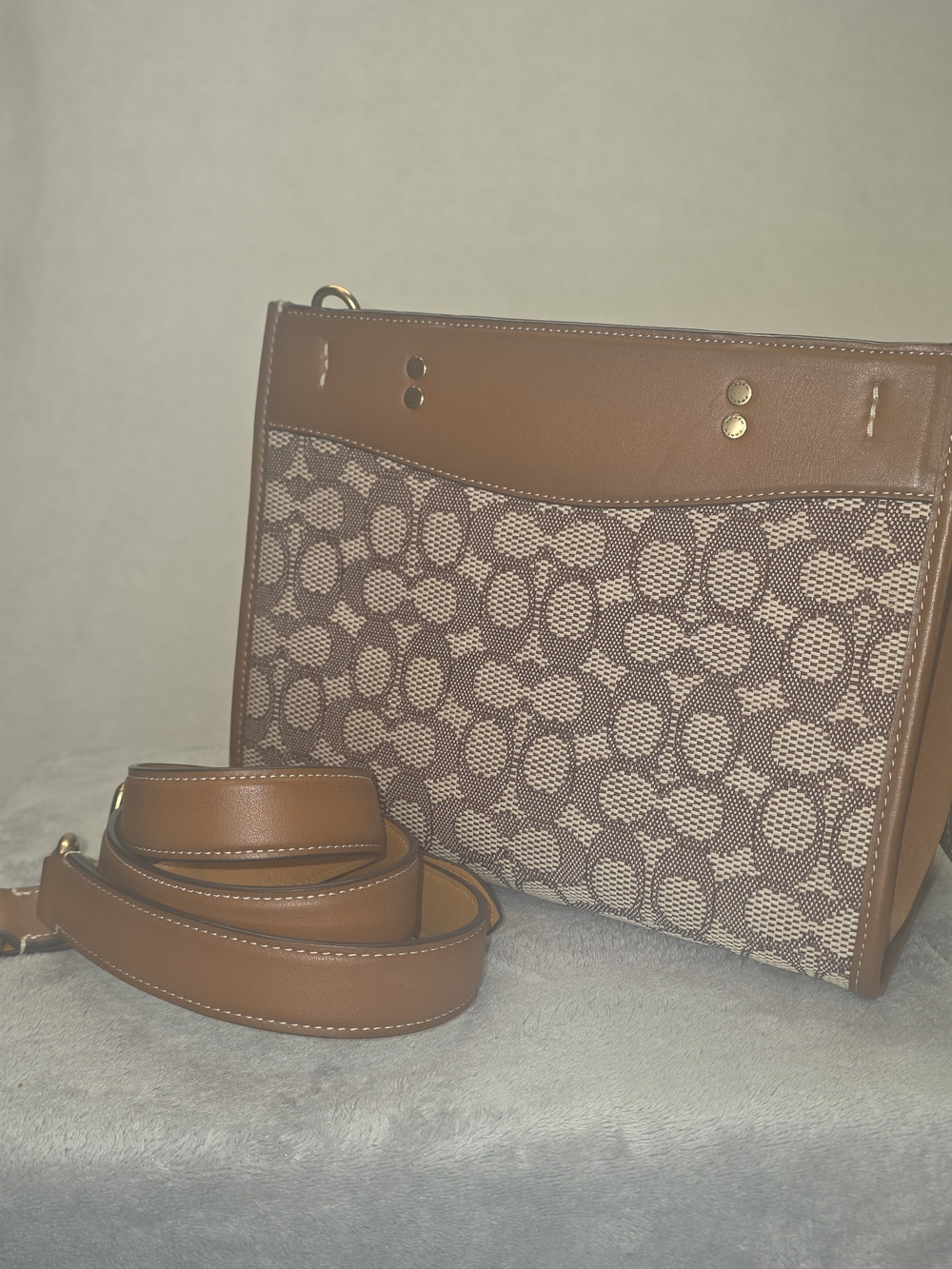 Coach Rogue 25 Signature Jacquard Satchel in Brown & Tan W/dust Bag - Picture 12 of 15